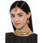 Women's Rose Gold Plated Alloy Necklace &amp; Earings Set (Multicolor)