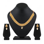 Women's Rose Gold Plated Alloy Necklace &amp; Earings Set (Gold)