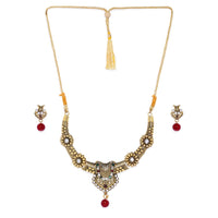 Women's Rose Gold Plated Alloy Necklace &amp; Earings Set (Multicolor)