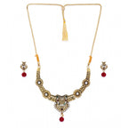 Women's Rose Gold Plated Alloy Necklace &amp; Earings Set (Multicolor)