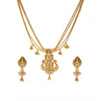 Women's Rose Gold Plated Alloy Necklace &amp; Earings Set (Gold)