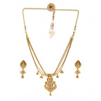 Women's Rose Gold Plated Alloy Necklace &amp; Earings Set (Gold)