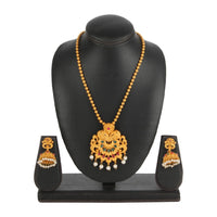 Women's Rose Gold Plated Alloy Necklace &amp; Earings Set (Gold)