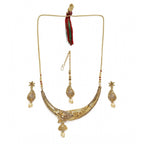 Women's Rose Gold Plated Alloy Necklace &amp; Earings Set (Gold)