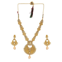 Women's Rose Gold Plated Alloy Necklace &amp; Earings Set (Gold)