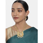 Women's Rose Gold Plated Alloy Necklace &amp; Earings Set (Gold)