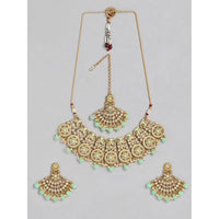 Women's Rose Gold Plated Alloy Necklace &amp; Earings Set (Light Green)