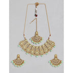 Women's Rose Gold Plated Alloy Necklace &amp; Earings Set (Light Green)