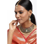 Women's Rose Gold Plated Alloy Necklace &amp; Earings Set (Multicolor)