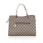 Women's Faux Leather Printed Handbag (Beige)