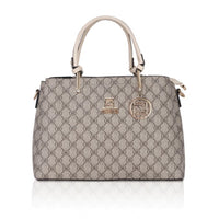 Women's Faux Leather Printed Handbag (Beige)