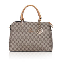 Women's Faux Leather Printed Handbag (Camel)