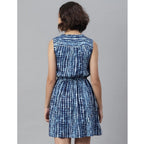 Women's Rayon Tie &amp; Dye Sleeveless Above Knee Dress (Blue)