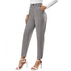Women's Polyester Solid With Pocket Pant (Grey)