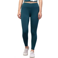 Women's Polyester Solid Ankle Length High-Rise Tights (Green)