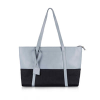 Women's Faux Leather Large Shoulder Zipper Handbag (Light Blue)