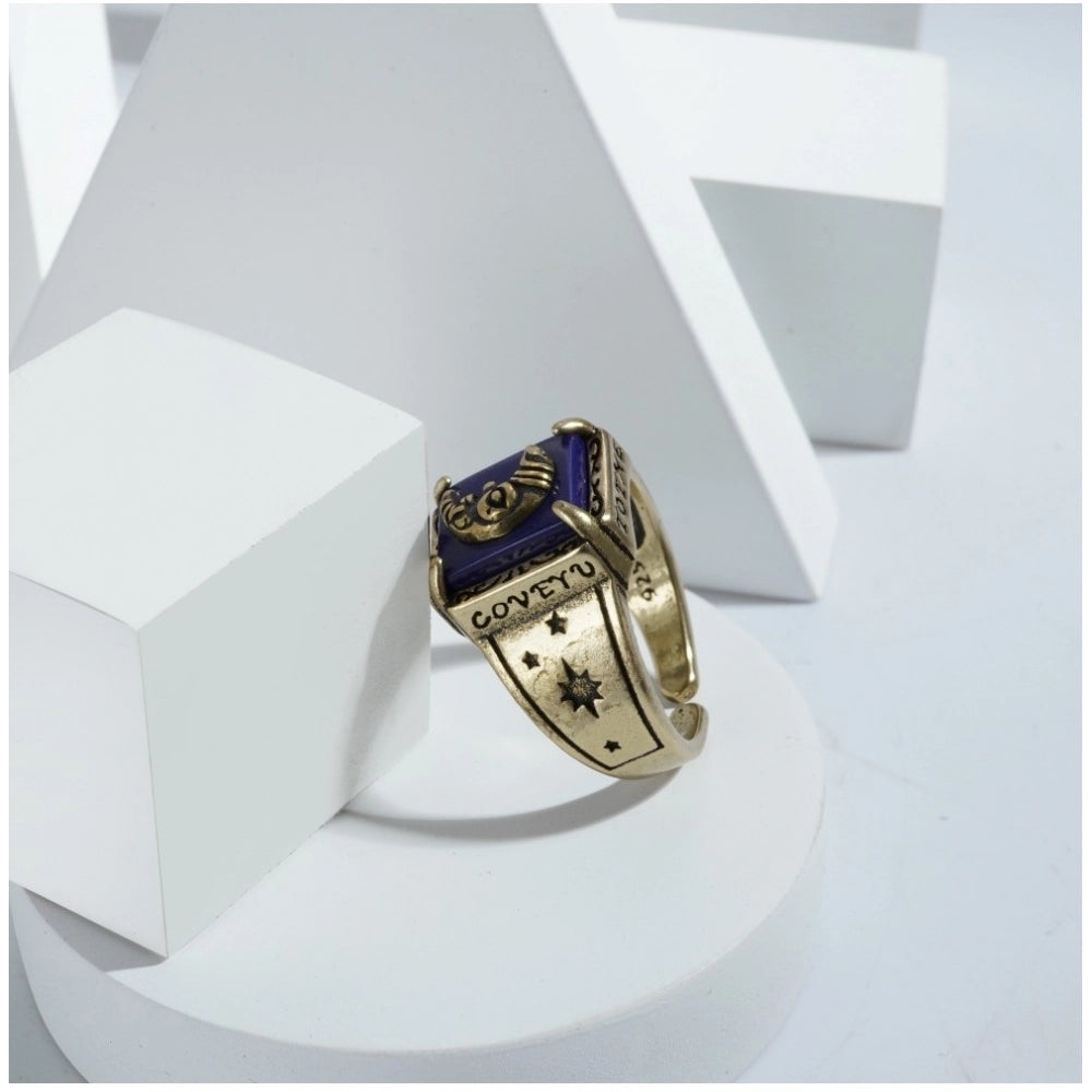 Stainless Steel German polish moon design Freesize ring (Gold Plated)