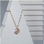 Women's Stainless Steel Moon Pendent Delicate Chain (Gold Plated)