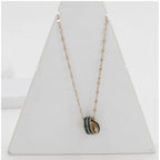 Women's Stainless Steel Green Ring Pendent Delicate Chain (Gold Plated)