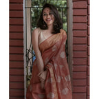 Women's Silk Printed Saree With Unstitched Blouse 5.5Mtr (Maroon)