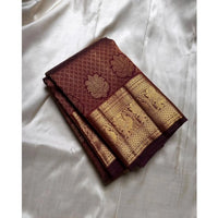 Women's Silk Printed Saree With Unstitched Blouse 5.5Mtr (Maroon)