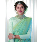 Women's Soft Lichi Silk Printed Saree With Unstitched Blouse 5.5Mtr (Light Green)