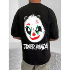Men's Casual Cotton Blend Printed Round Neck Half Sleeve T-Shirt (Black)
