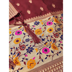 Women's Banarasi Silk Printed Unstitched Salwar Suit Material With Dupatta (Maroon, 3Mtrs)