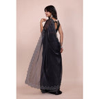 Women's Jimmy choo Embellished Bollywood Saree With Unstitched Blouse 5.5Mtr (Black)