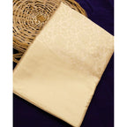 Women's Litchi silk Printed Saree With Unstitched Blouse (Gold)