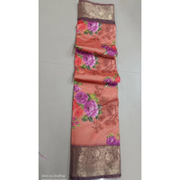 Women's Digital Dolla Silk Printed Saree With Unstitched Blouse 5.5Mtr (Orange)
