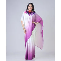 Women's Soft Crepe Silk Printed Ready To Wear Saree With Unstitched Blouse 5.5Mtr (Purple)