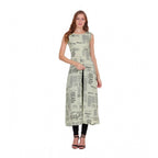 Women's Casual Crepe Sleeveless Slit Dress (Light Green)