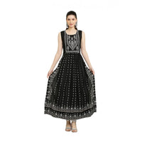Women's Casual Rayon Sleeveless Kurti (Black)