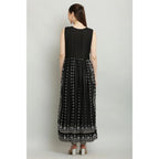 Women's Casual Rayon Sleeveless Kurti (Black)