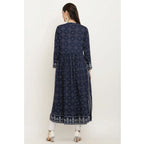 Women's Casual Rayon Full sleeve Kurti (Blue)