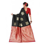 Women's Soft Lichi Silk Printed Saree With Unstitched Blouse 5.5Mtr (Black)