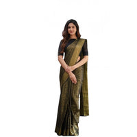 Women's Soft Lichi Silk Printed Saree With Unstitched Blouse 5.5Mtr (Green)