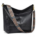 Women's PU Leather Zipper Handbag (Black)