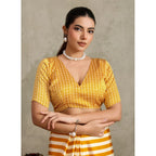 Women's Satin Crepe Printed Saree With Unstitched Blouse 5.5Mtr (Mustard)