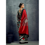 Women's Satin Crepe Printed Saree With Unstitched Blouse 5.5Mtr (Multicolor)