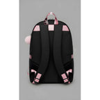 Unisex PU Leather Solid Medium Zipper Backpack (Black)