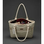 Women's PU Leather Solid Shoulder Zipper Handbag (Cream)