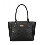 Women's PU Leather Solid Shoulder Zipper Handbag (Black)