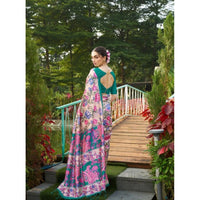 Women's Faux_Tussar Kalamkari_Print Saree With Unstitched Blouse 5.5Mtr (Green)
