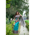 Women's Faux_Tussar Geometric_Print Saree With Unstitched Blouse 5.5Mtr (Rama_Green)