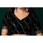 Women's Net Sequence Saree With Unstitched Blouse 5.5Mtr (Green)