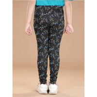 Girl's Cotton Lycra Floral Elasticated Jeggings (Multicolor)