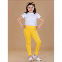 Girl's Cotton Lycra Solid Elasticated Leggings (Yellow)